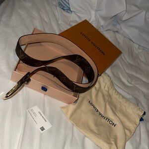 Louis Vuitton Brown Monogram Belt with Gold Buckle